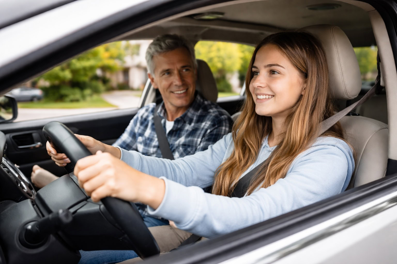 Michigan teen driver practicing with parent supervision during graduated driver licensing training