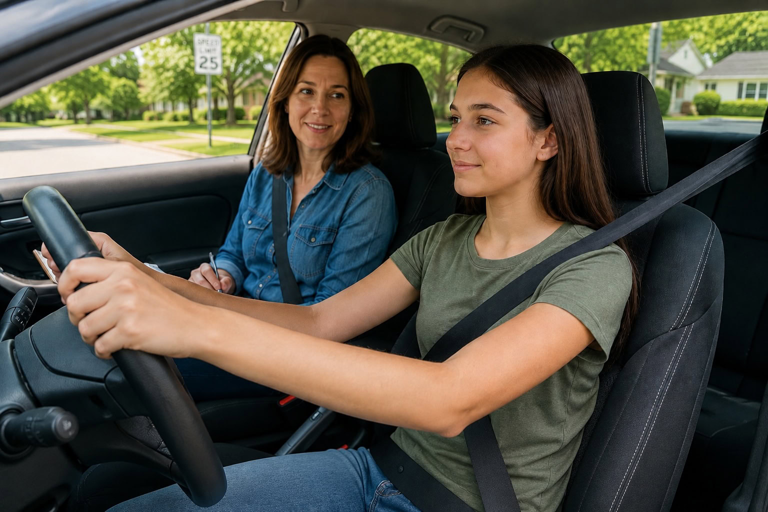 Michigan teen driver practicing with parent during graduated driver licensing training