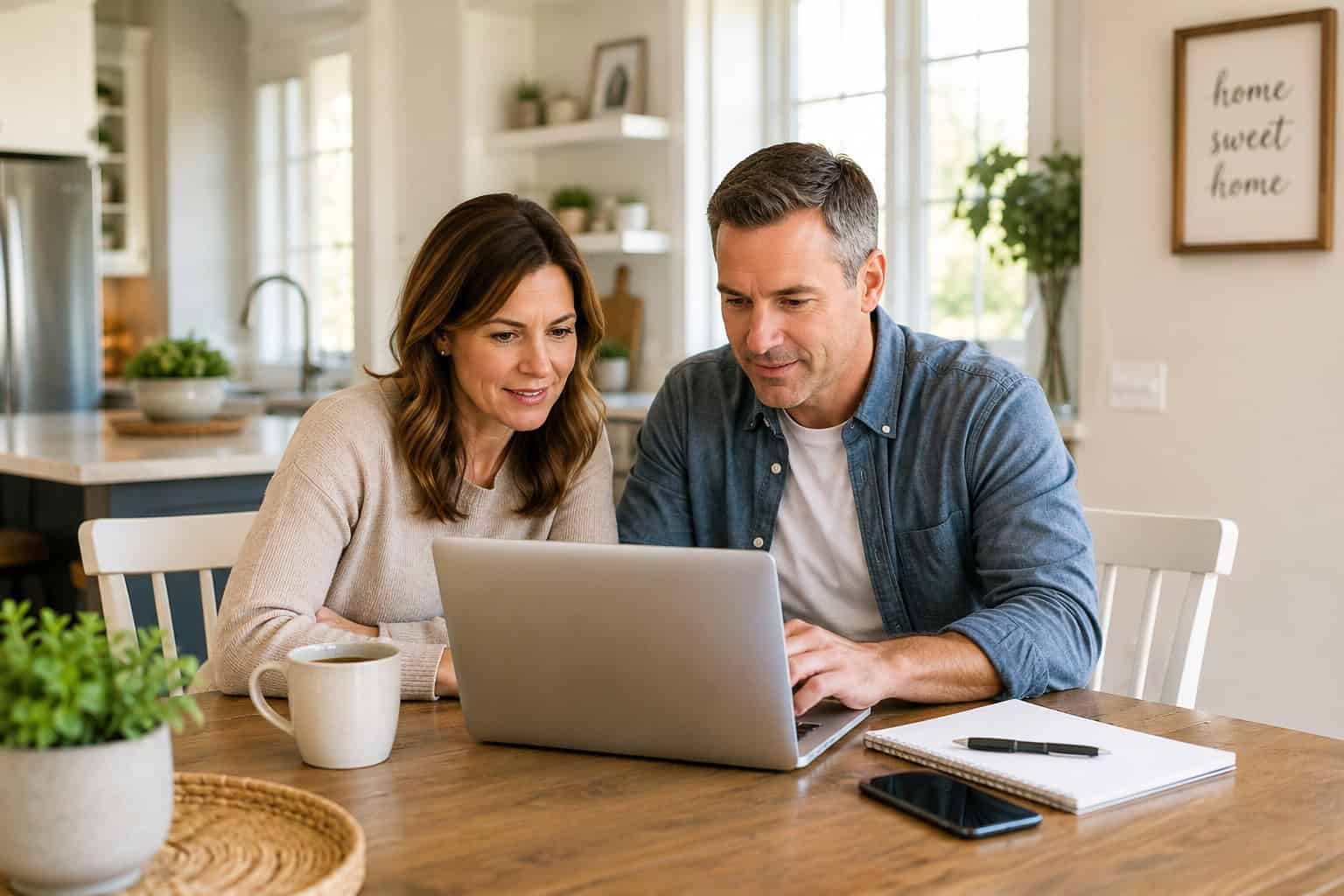 Michigan residents researching consumer information and resources on a laptop at home
